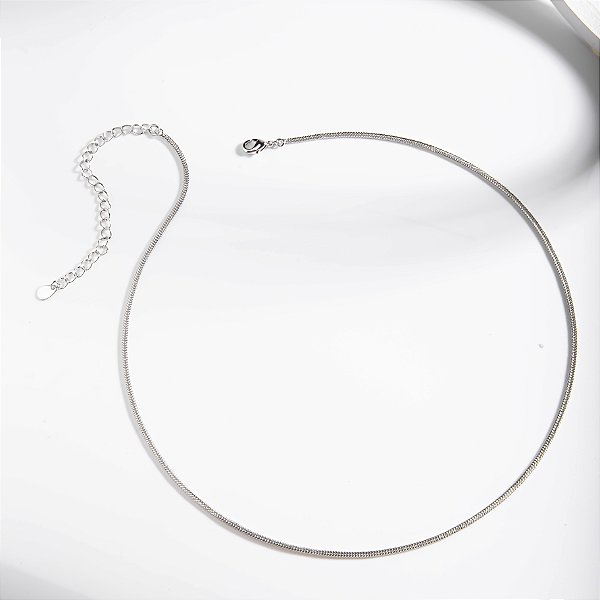 Colar Fita 0,1 cm Banho de Ródio Branco