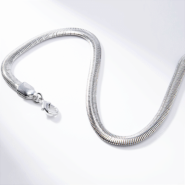 Colar Snake 0,5 cm Banho de Ródio Branco