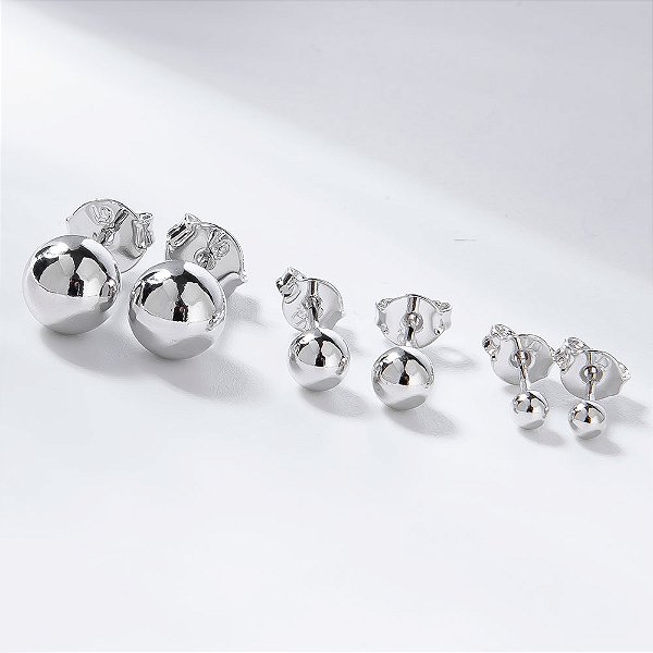 Basiquinhos: Trio Esferas Banho de Ródio Branco