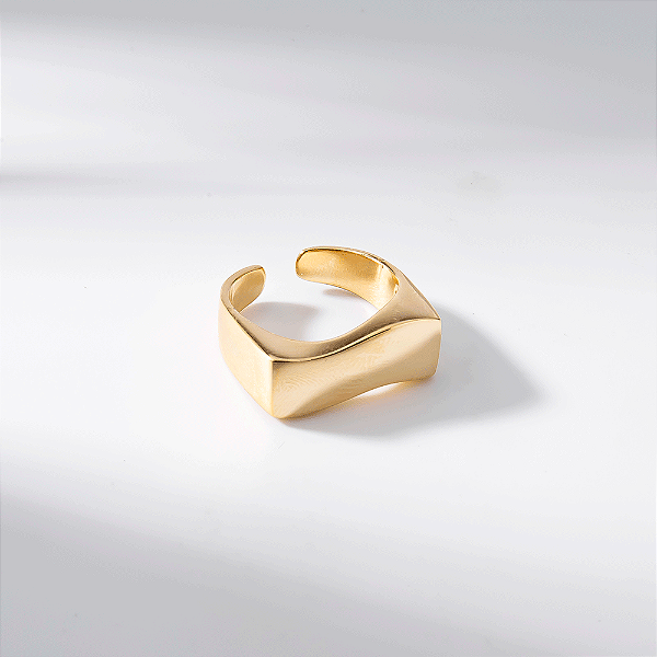 Anel Onda Lisa Banho de Ouro 18k