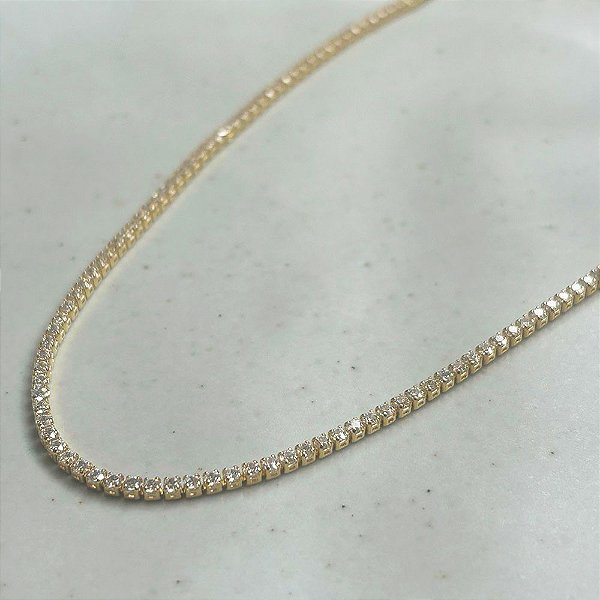 Choker Glam Riviera Zircônias Incolor Banho de Ouro 18k