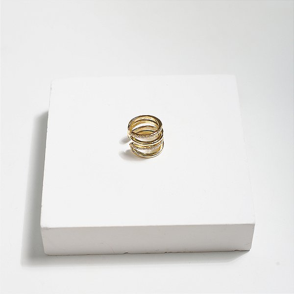 Piercing Quatro Linhas Incolor Banho de Ouro 18K