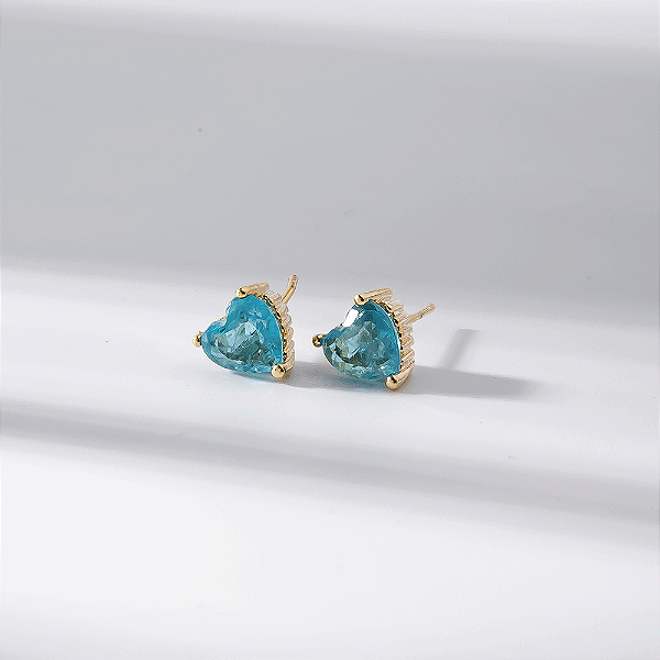 Brinco Coração Pequeno Sky Fusion Banho de Ouro 18k