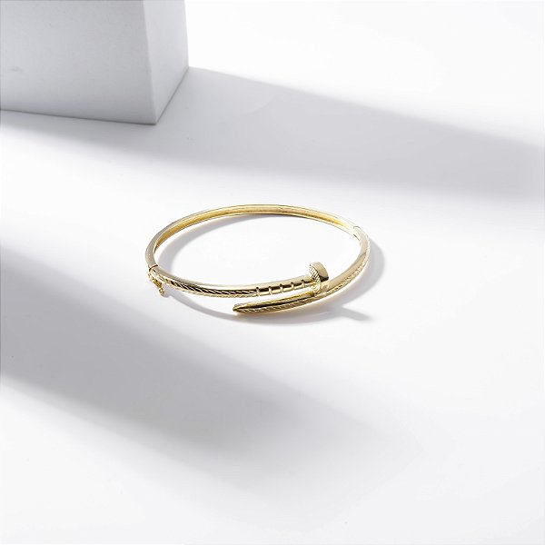 Bracelete Prego Detalhes Banho de Ouro 18k