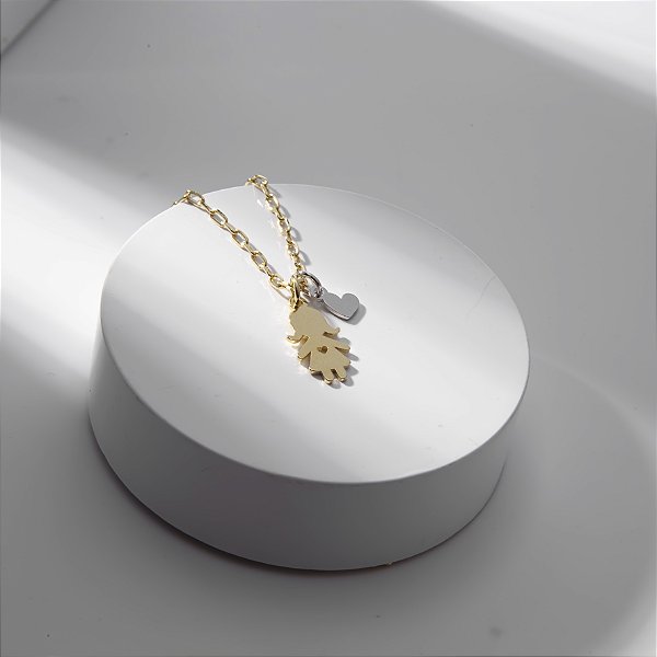 Colar de Filhos - Uma Menina Banho de Ouro 18k