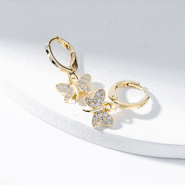 Brinco Argola VQzinha Libélula  Banho de Ouro 18k