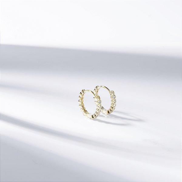 Argola Zircônia Incolor Banho de Ouro 18k