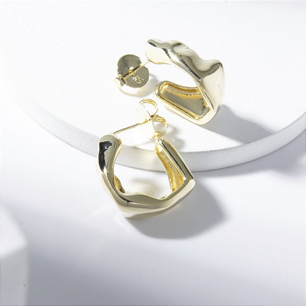 Argola Orgânica Banho de Ouro 18k