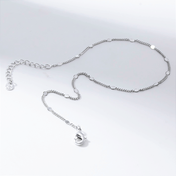Tornozeleira Mini Esferas Flat Banho de Ródio Branco
