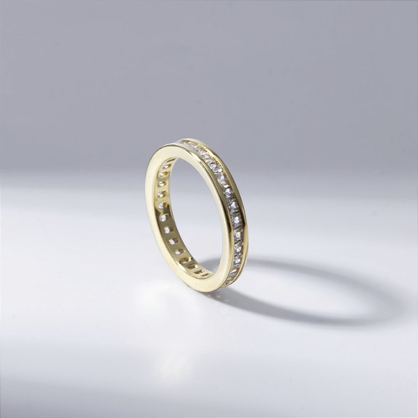 Anel Aparador Zircônias Banho de Ouro 18k