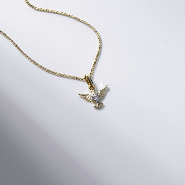 Colar Espírito Santo Mini Banho de Ouro 18k