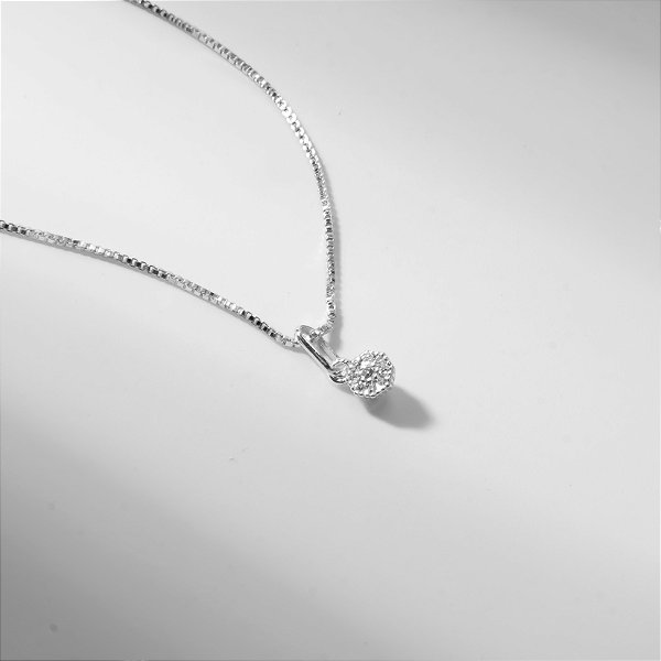Colar Mini Esfera Zircônia Banho de Ródio Branco