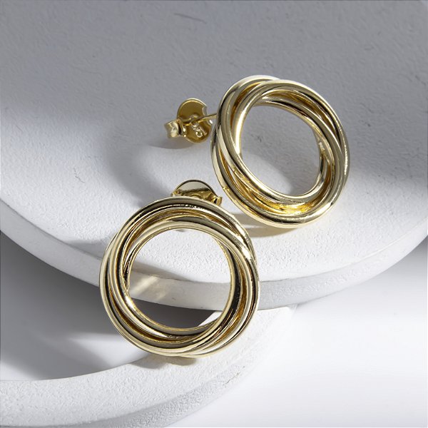 Brinco Entrelaçado Grande Banho de Ouro 18k