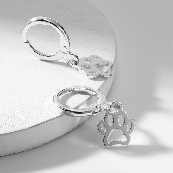 Argola Pet Mini Patinha Vazada Banho de Ródio Branco