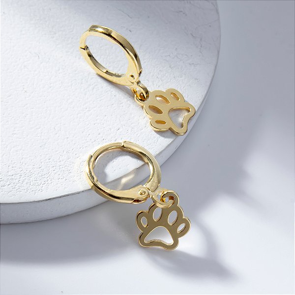 Argola Pet Mini Patinha Vazada Banho de Ouro 18k