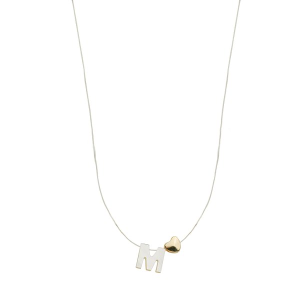 Colar Mira Nylon Inicial Madrepérola Banho de Ouro 18k
