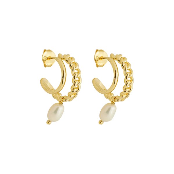 Argola Mira Dupla Correntes Madrepérola Banho de Ouro 18k