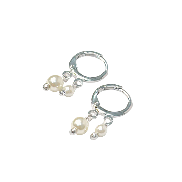 Mini Argola Mira Pérolas Banho de Ródio Branco