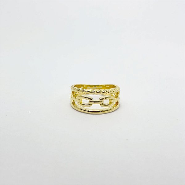 Anel Elos Detalhes Banho de Ouro 18k