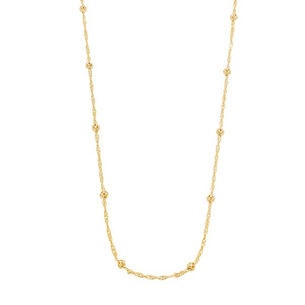 Colar Torcido Esferas Banho de Ouro 18k