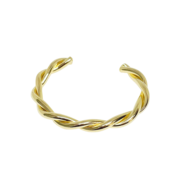 Bracelete Torcido Grosso Banho de Ouro 18k