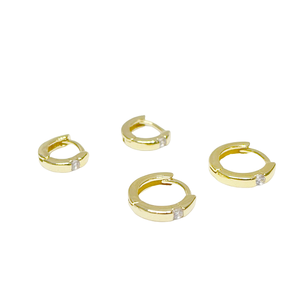 Duo Argolas Ponto de Luz Banho de Ouro 18k