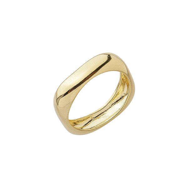 Anel Quadrado Pontas Abauladas Banho de Ouro 18k