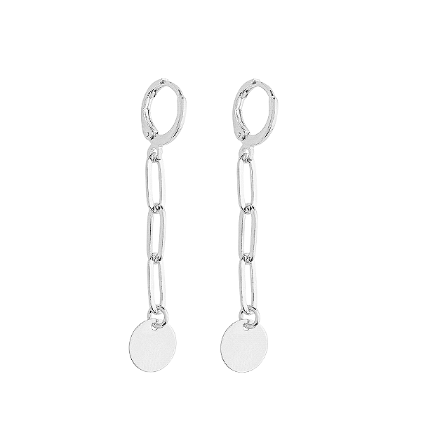 Argola Mira Elos Banho de Ródio Branco
