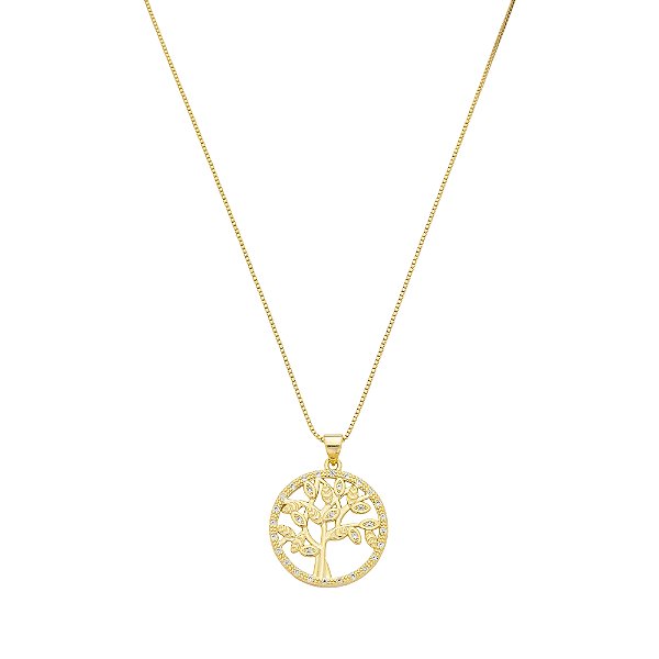 Colar Árvore da Vida Banho de Ouro 18k