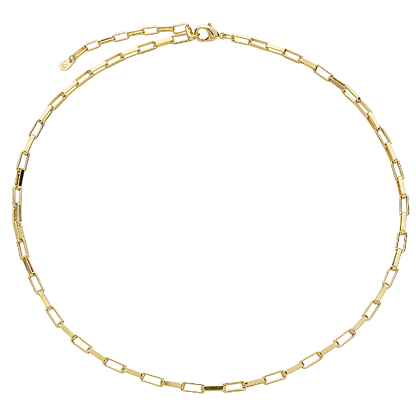 Colar Elos Retangulares Banho de Ouro 18k