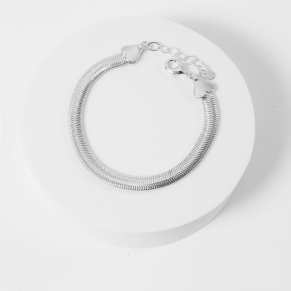 Pulseira Grossa Snake 0,7 mm Banho de Ródio Branco