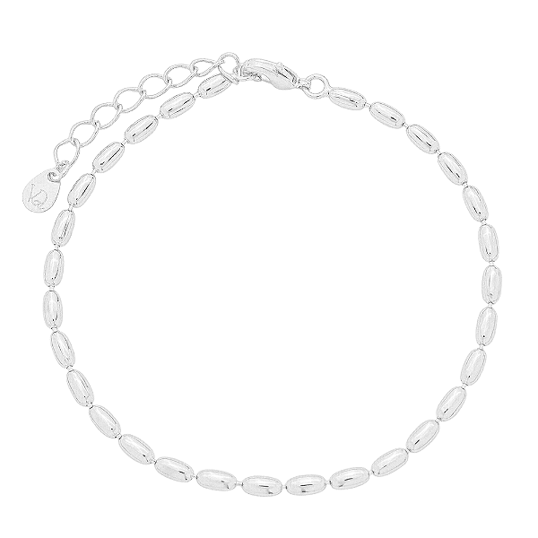 Pulseira Grãos Banho de Ródio Branco