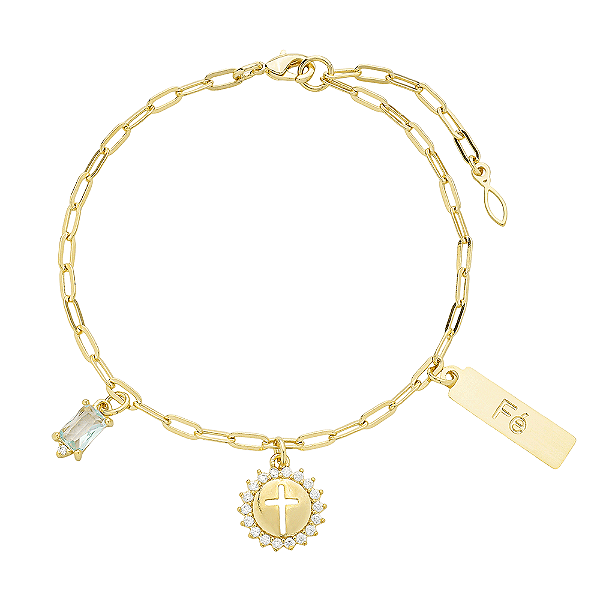 Pulseira Believe Fé Banho de Ouro 18k