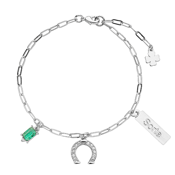 Pulseira Believe Sorte Banho de Ródio Branco