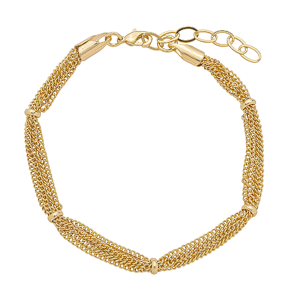 Pulseira Elos Portugueses Detalhes Banho de Ouro 18k