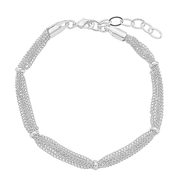 Pulseira Elos Portugueses Detalhes Banho de Ródio Branco