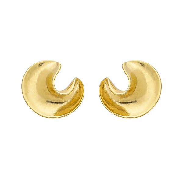Brinco Orgânico Meia Lua Banho de Ouro 18k