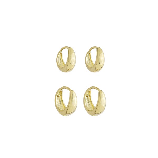 Duo Argolas Lisas no Banho de Ouro 18k