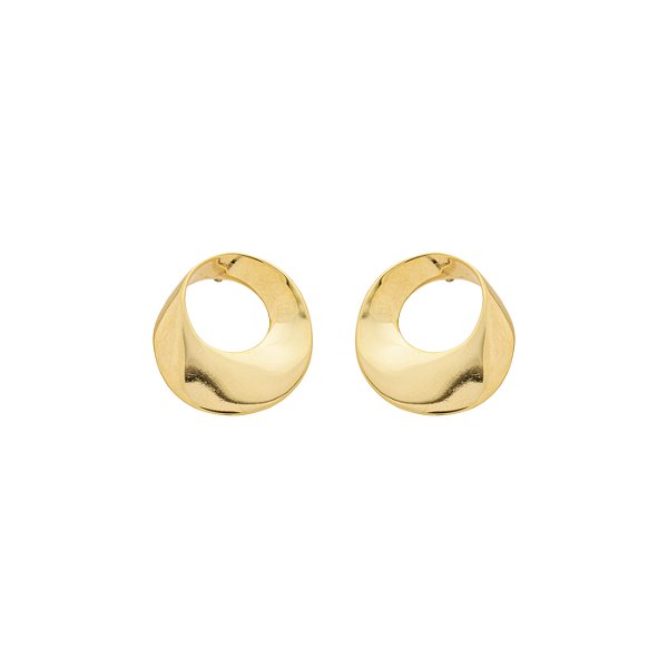 Brinco Círculo Espelhado Centro Vazado Banho de Ouro 18K