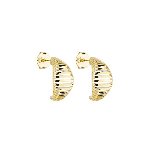 Meia Argola com Detalhes Vazados Banho de Ouro 18K