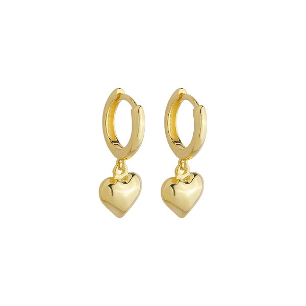 Argola com Pingente de Coração Liso Banho em Ouro 18K