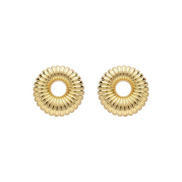 Brinco Círculo Texturizado Banho de Ouro 18k