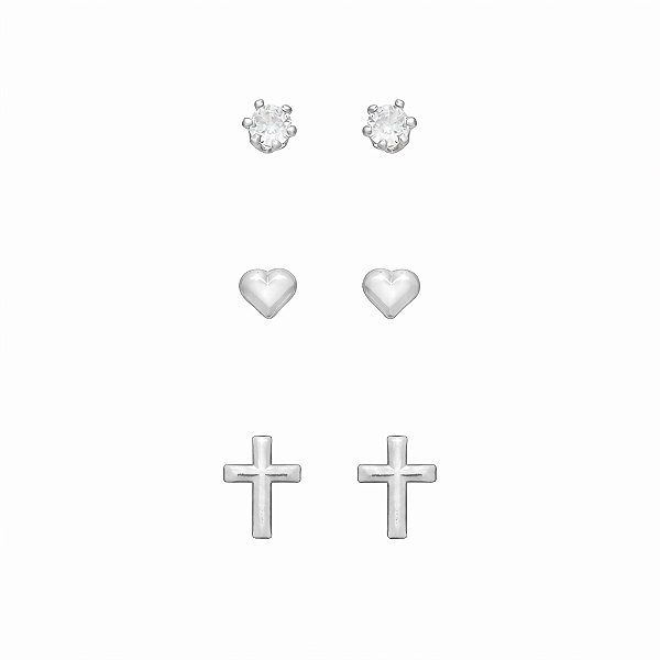 Basiquinhos: Ponto de Luz, Cruz, Coração Banho de Ródio