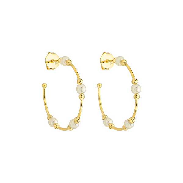 Argola Pérolas e Esferas Banho de Ouro 18k