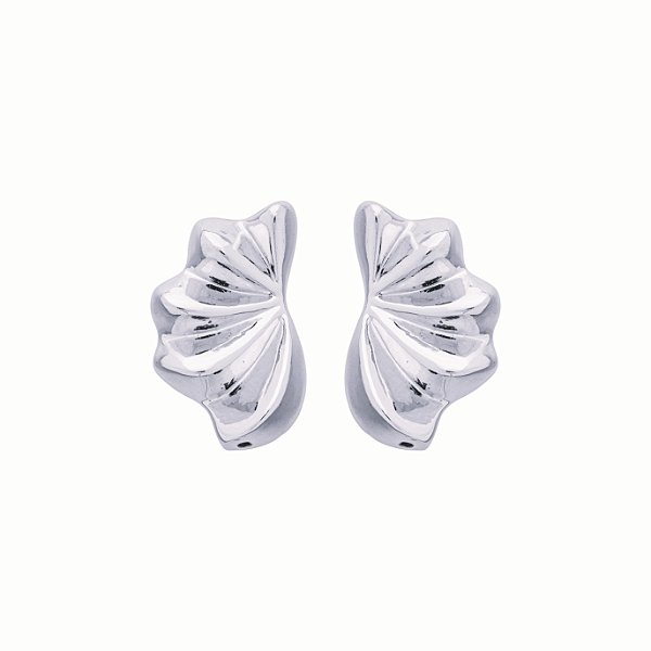 Brinco Margot Plissê no Banho de Ródio Branco