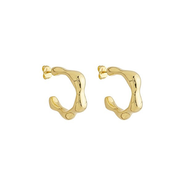 Argola Isis Ondulada Média no Banho de Ouro 18K