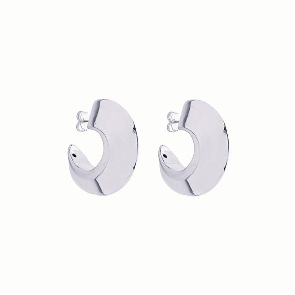 Argola Malu Curva no Banho de Ródio Branco