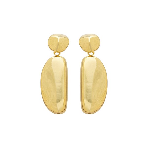 Brinco Lis Orgânico Minimalista no Banho de Ouro 18K