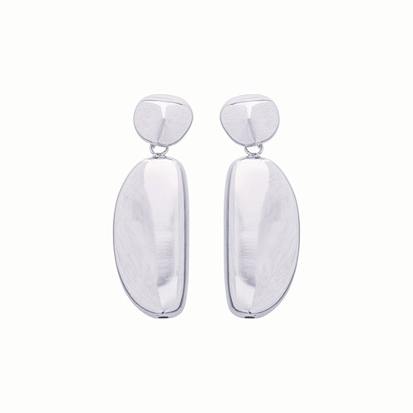 Brinco Lis Orgânico Minimalista no Banho de Ródio Branco