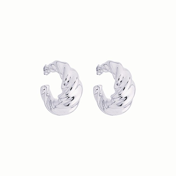 Argola Olivia Design Torcido no Banho de Ródio Branco